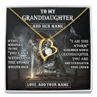 Forever Love Necklace 18K Yellow Gold Finish | 1 | Personalized To My Granddaughter Necklace Women Warrior Knights Templar I Am The Storm Best Granddaughter Birthday Gifts Christmas Gift Box Message Card | siriusteestore