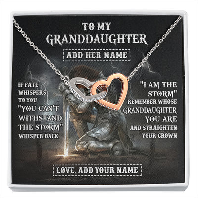 Interlocking Hearts Necklace Stainless Steel & Rose Gold Finish | 1 | Personalized To My Granddaughter Necklace Women Warrior Knights Templar I Am The Storm Best Granddaughter Birthday Gifts Christmas Gift Box Message Card | siriusteestore
