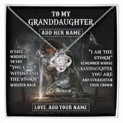 Love Knot Necklace 14K White Gold Finish | 1 | Personalized To My Granddaughter Necklace Women Warrior Knights Templar I Am The Storm Best Granddaughter Birthday Gifts Christmas Gift Box Message Card | siriusteestore