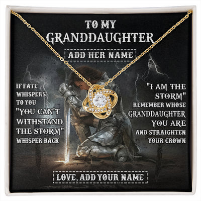 Love Knot Necklace 18K Yellow Gold Finish | 1 | Personalized To My Granddaughter Necklace Women Warrior Knights Templar I Am The Storm Best Granddaughter Birthday Gifts Christmas Gift Box Message Card | siriusteestore