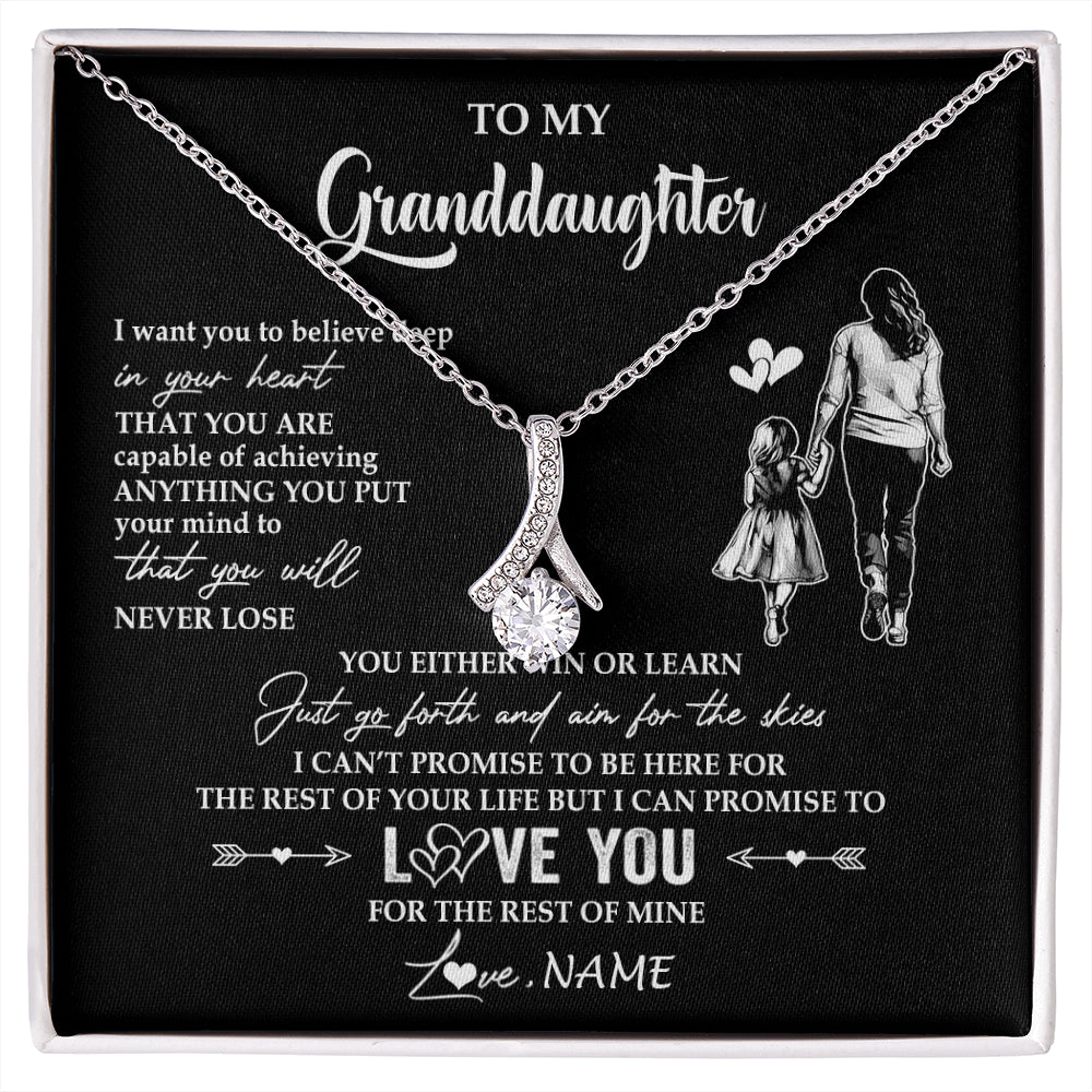Alluring Beauty Necklace 14K White Gold Finish | 1 | Personalized To My Granddaughter Necklace You Will Never Lose From Grandma Gigi Granddaughter Birthday Gifts Christmas Customized Gift Box Message Card | siriusteestore
