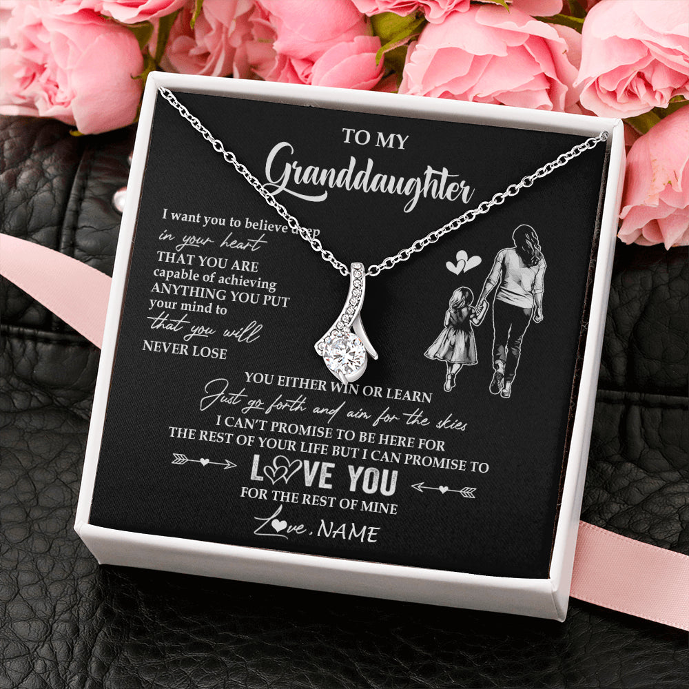 Alluring Beauty Necklace 14K White Gold Finish | 2 | Personalized To My Granddaughter Necklace You Will Never Lose From Grandma Gigi Granddaughter Birthday Gifts Christmas Customized Gift Box Message Card | siriusteestore
