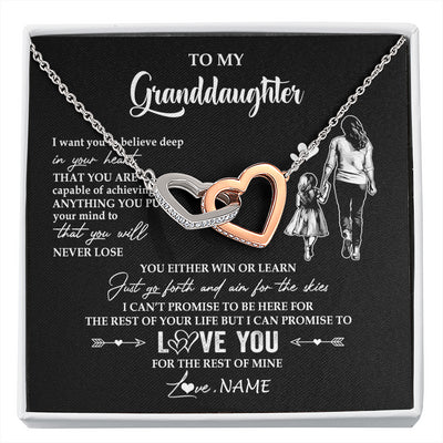 Interlocking Hearts Necklace Stainless Steel & Rose Gold Finish | 1 | Personalized To My Granddaughter Necklace You Will Never Lose From Grandma Gigi Granddaughter Birthday Gifts Christmas Customized Gift Box Message Card | siriusteestore