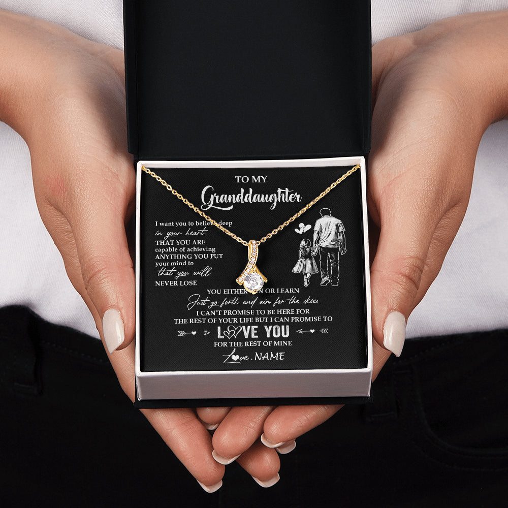 Alluring Beauty Necklace 18K Yellow Gold Finish | 2 | Personalized To My Granddaughter Necklace You Will Never Lose From Grandpa Papa Granddaughter Birthday Gifts Graduation Christmas Gift Box Message Card | siriusteestore