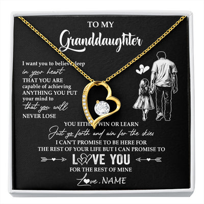 Forever Love Necklace 18K Yellow Gold Finish | 1 | Personalized To My Granddaughter Necklace You Will Never Lose From Grandpa Papa Granddaughter Birthday Gifts Graduation Christmas Gift Box Message Card | siriusteestore