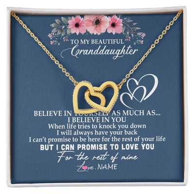 Interlocking Hearts Necklace 18K Yellow Gold Finish | Personalized To My Granddaughter Necklace from Grandma Nana Papa Believe In Yourself Granddaughter Graduation Birthday Customized Message Card | siriusteestore