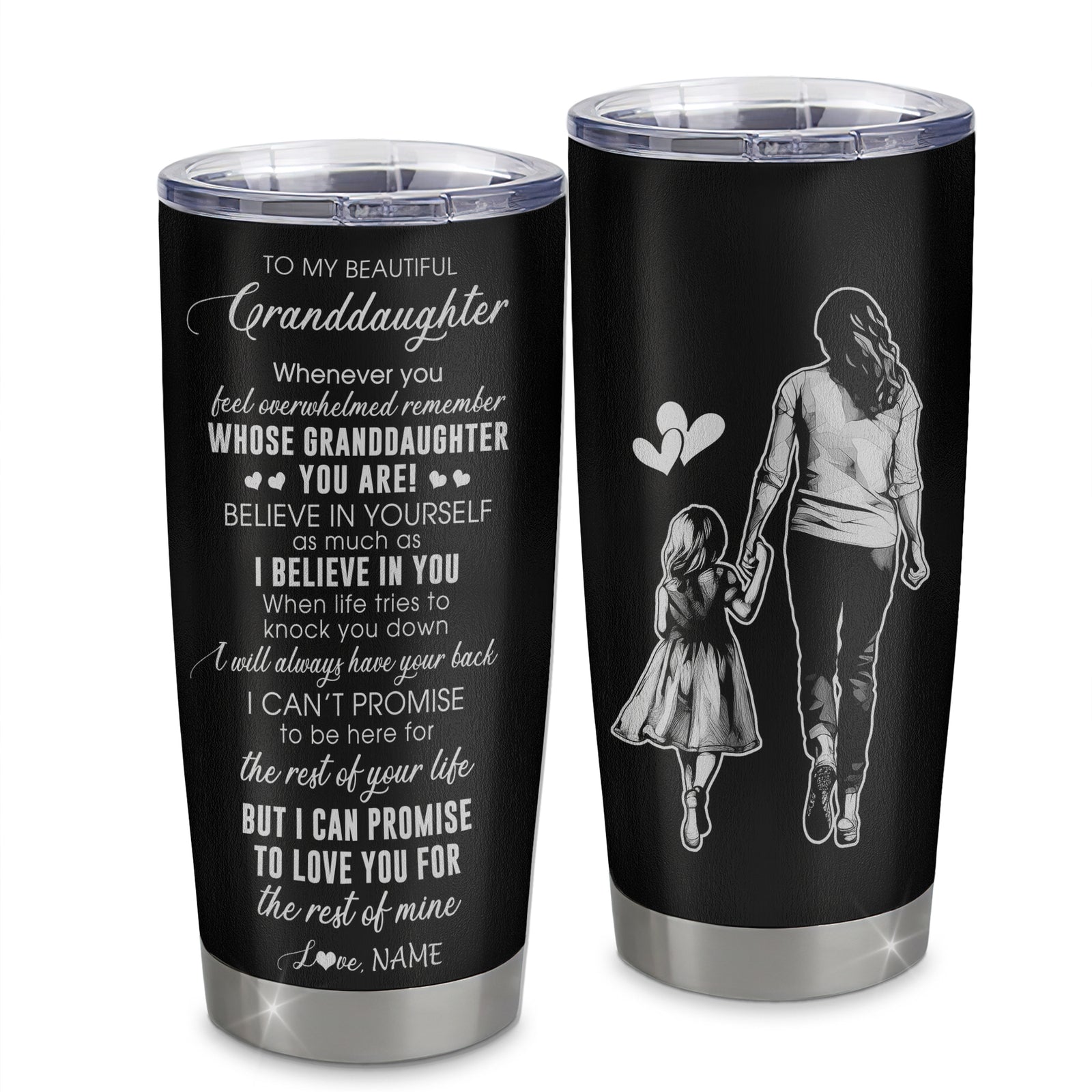 Personalized To My Granddaughter Tumbler From Grandma Gigi Stainless Steel Cup Whenever You Feel Overwhelmed Granddaughter Birthday Christmas Travel Mug | siriusteestore