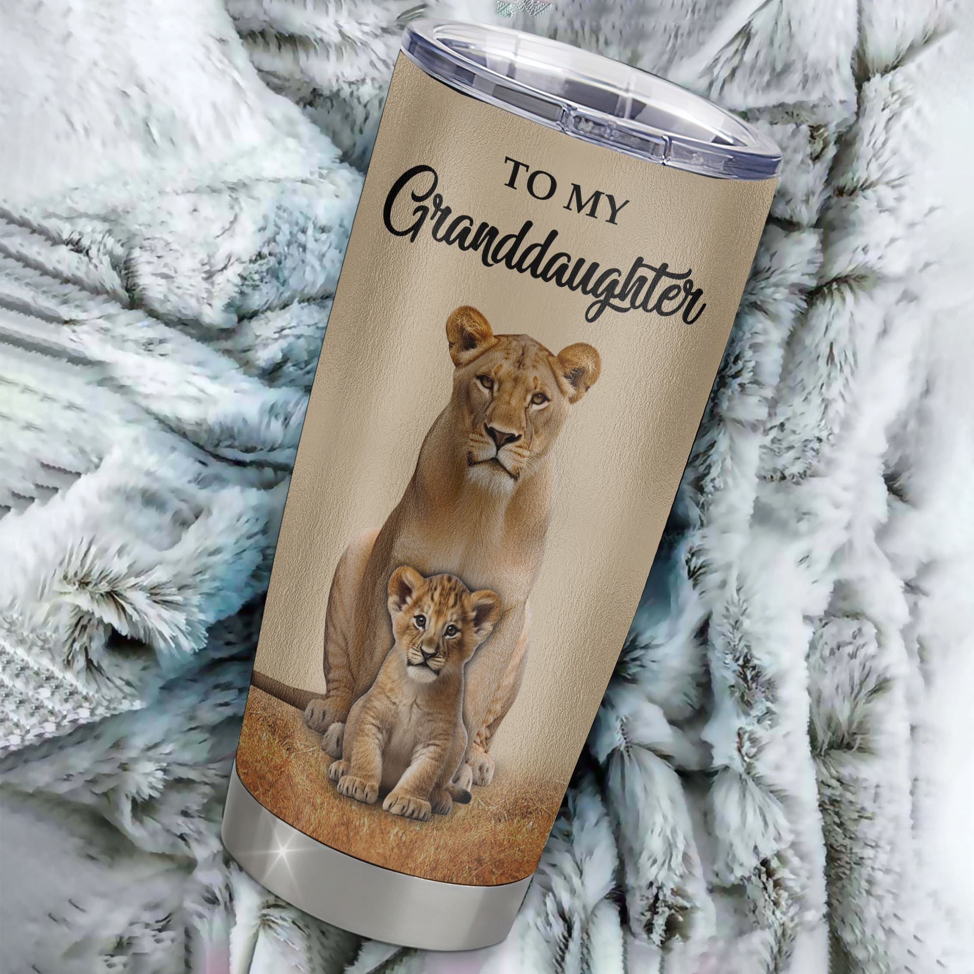 Personalized To My Granddaughter Tumbler From Grandma Lion Stainless Steel Cup Never Forget That I Love You Granddaughter Birthday Gifts Christmas Custom Travel Mug | siriusteestore
