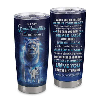 Personalized To My Granddaughter Tumbler From Grandma Nana Believe Your Heart Granddaughter Gift Birthday Graduation Christmas Custom Stainless Steel Cup Travel Mug | siriusteestore