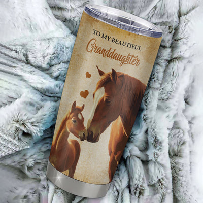 Personalized To My Granddaughter Tumbler From Grandma Papa Stainless Steel Cup Always Remember I Love You Horse Granddaughter Birthday Gifts Christmas Custom Travel Mug | siriusteestore