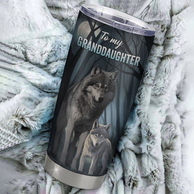 Personalized To My Granddaughter Tumbler From Grandma Pops Stainless Steel Cup Never Feel That You Are Alone Wolf Granddaughter Birthday Christmas Travel Mug | siriusteestore
