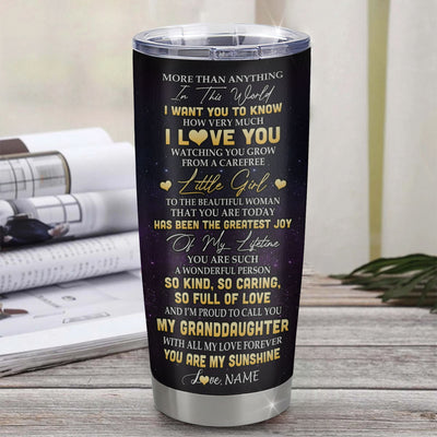 Personalized To My Granddaughter Tumbler From Grandma Positive Energy Encourage Brave Little Bear Granddaughter Birthday Gifts Graduation Christmas Custom Travel Mug | siriusteestore
