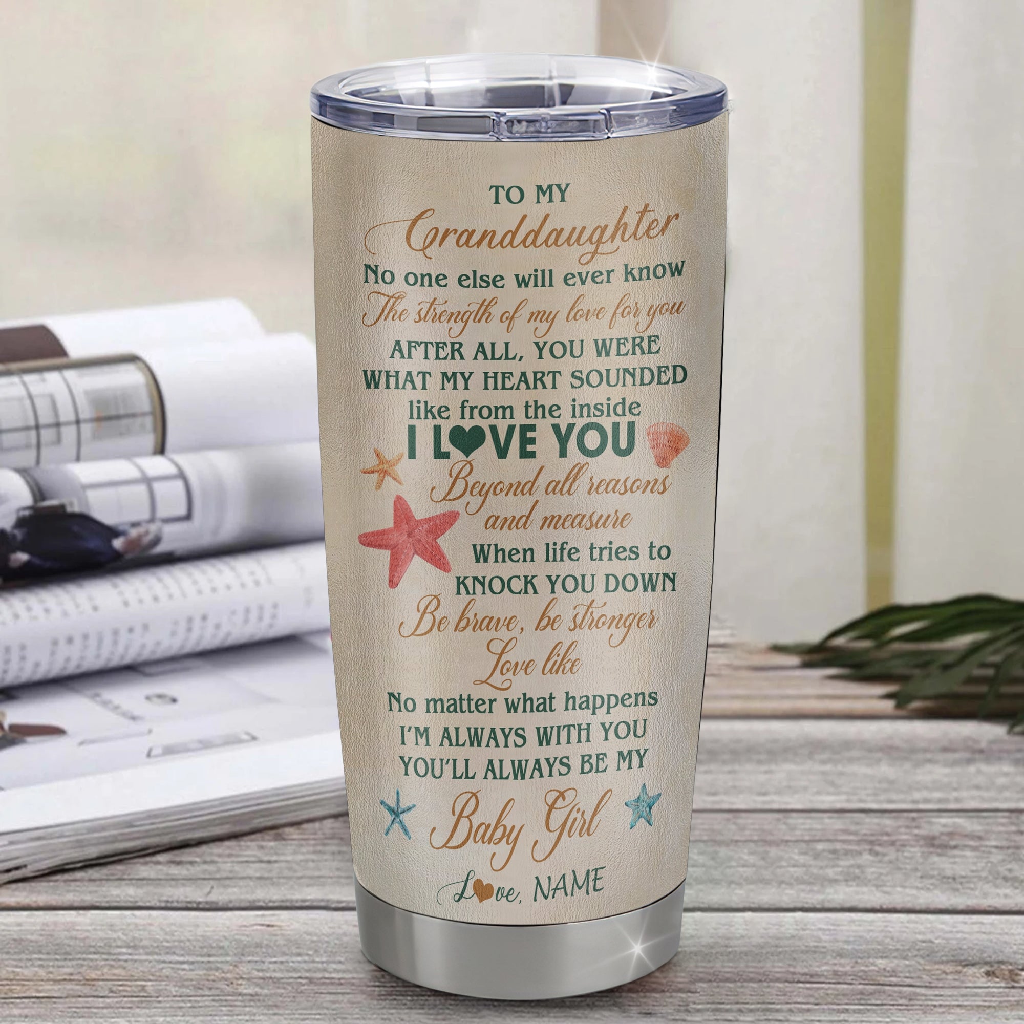 Personalized To My Granddaughter Tumbler From Grandma Stainless Steel Cup Turtle Laugh Love Live I Love You Granddaughter Birthday Graduation Christmas Travel Mug | siriusteestore