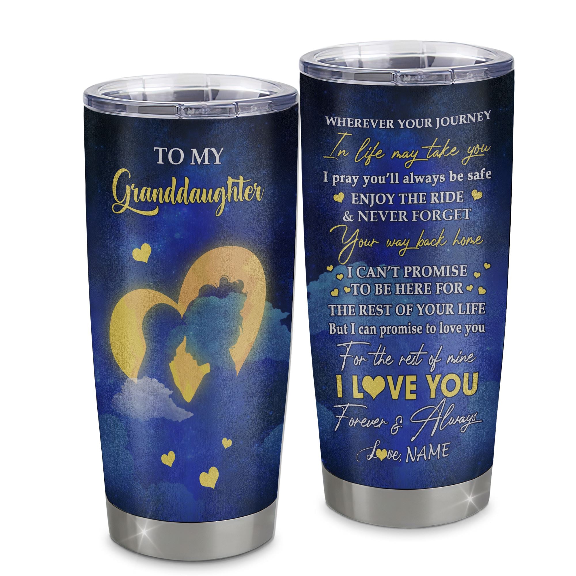 Personalized To My Granddaughter Tumbler From Grandma Stainless Steel Cup Wherever Your Journey Granddaughter Birthday Gifts Graduation Christmas Custom Travel Mug | siriusteestore