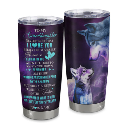 Personalized To My Granddaughter Tumbler From Grandma Stainless Steel Cup Wolf Moon My Love For You Is Forever Granddaughter Birthday Gifts Christmas Custom Travel Mug | siriusteestore