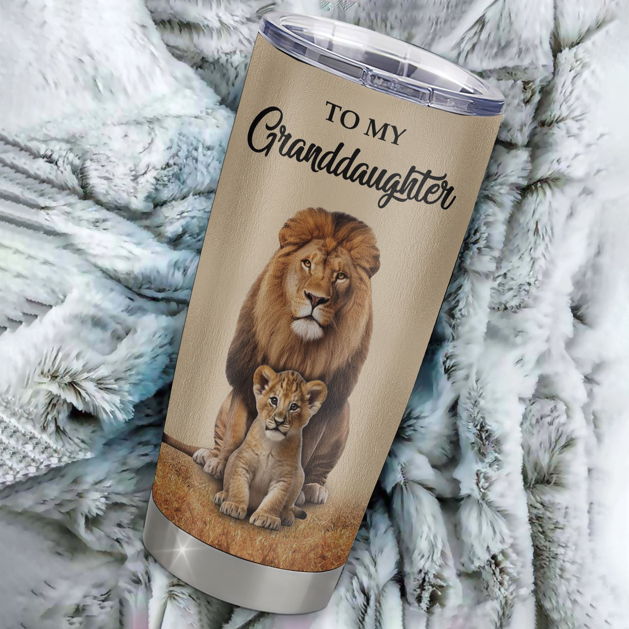 Personalized To My Granddaughter Tumbler From Grandpa Papa Lion Stainless Steel Cup Never Forget That I Love You Granddaughter Birthday Gifts Christmas Custom Travel Mug | siriusteestore