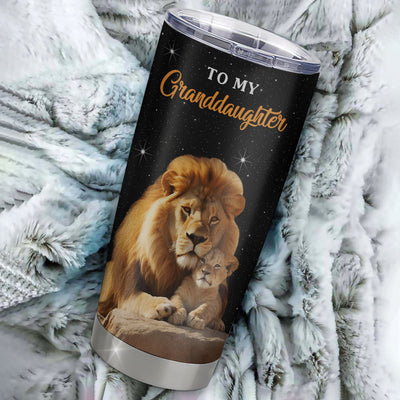 Personalized To My Granddaughter Tumbler From Grandpa Papa Live Laugh Love Lion Granddaughter Birthday Gifts Positive Graduation Christmas Custom Travel Mug | siriusteestore