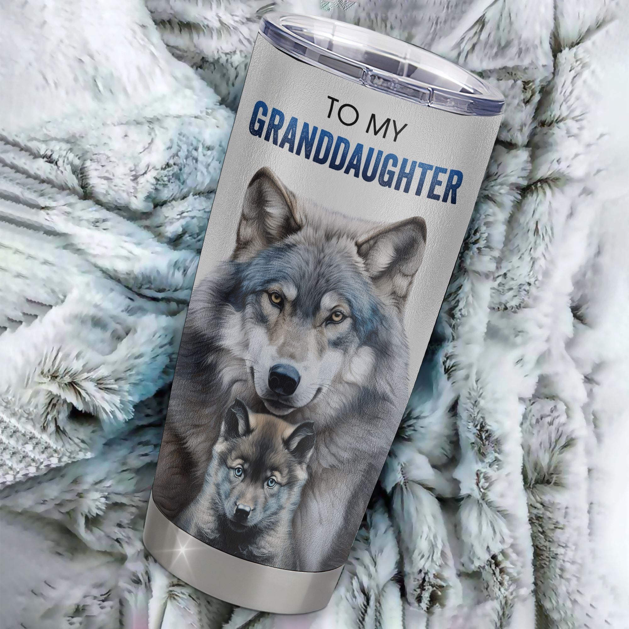 Personalized To My Granddaughter Tumbler From Grandpa Stainless Steel Cup I Close My Eyes For But A Moment Wolf Granddaughter Birthday Gifts Christmas Travel Mug | siriusteestore