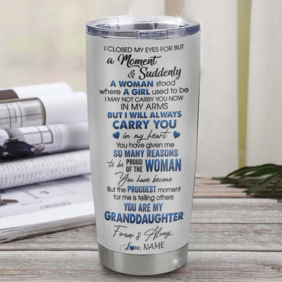 Personalized To My Granddaughter Tumbler From Grandpa Stainless Steel Cup I Close My Eyes For But A Moment Wolf Granddaughter Birthday Gifts Christmas Travel Mug | siriusteestore