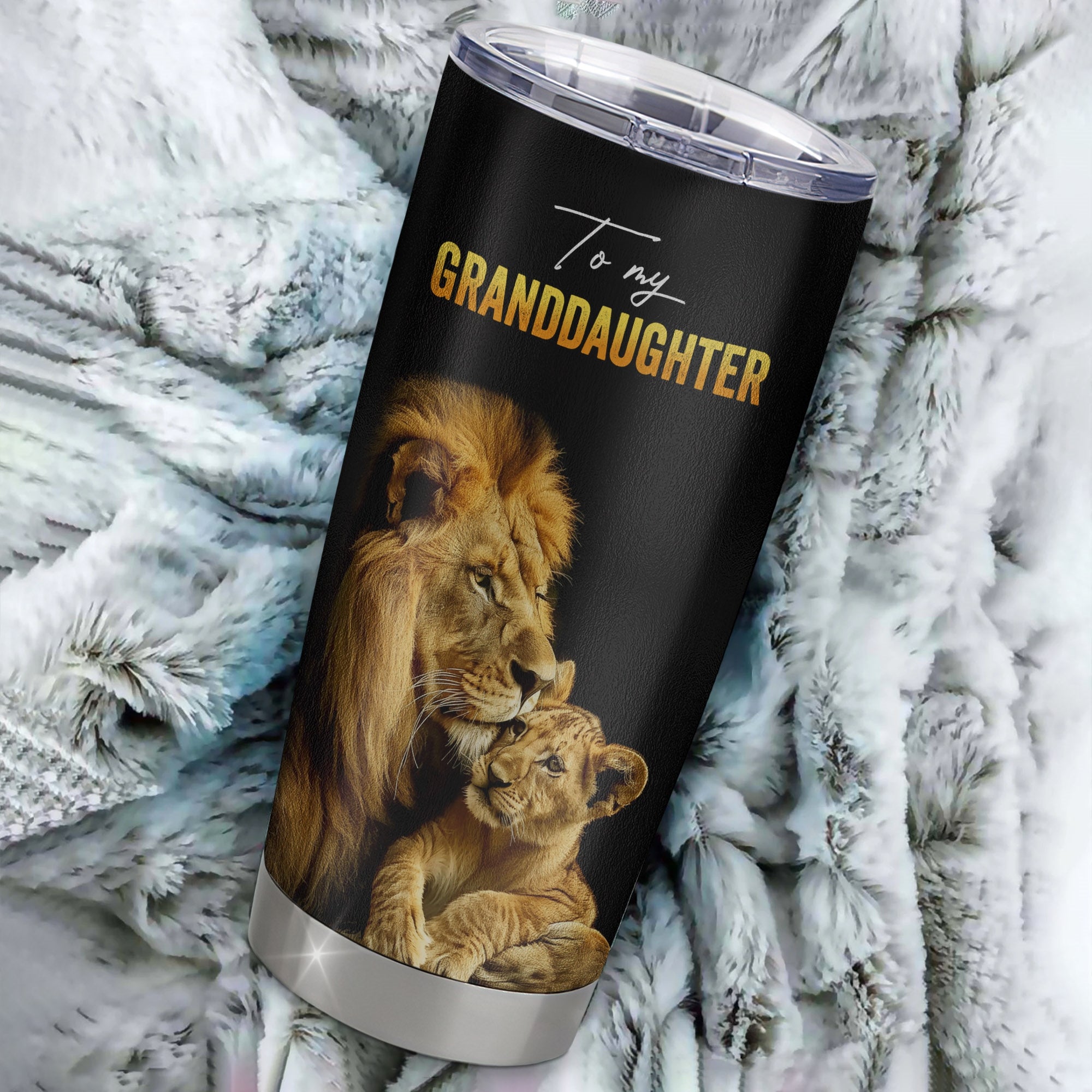 Personalized To My Granddaughter Tumbler From Grandpa Stainless Steel Cup Lion My Only Wish For You Granddaughter Birthday Graduation Christmas Travel Mug | siriusteestore