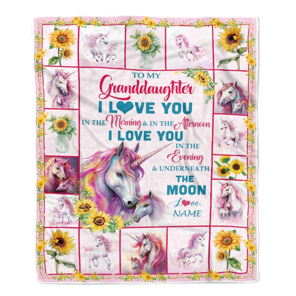 Personalized To My Granddaughter Unicorn Blanket From Grandma Grandpa Never Forget I Love You Granddaughter Birthday Christmas Bed Fleece Blanket | siriusteestore