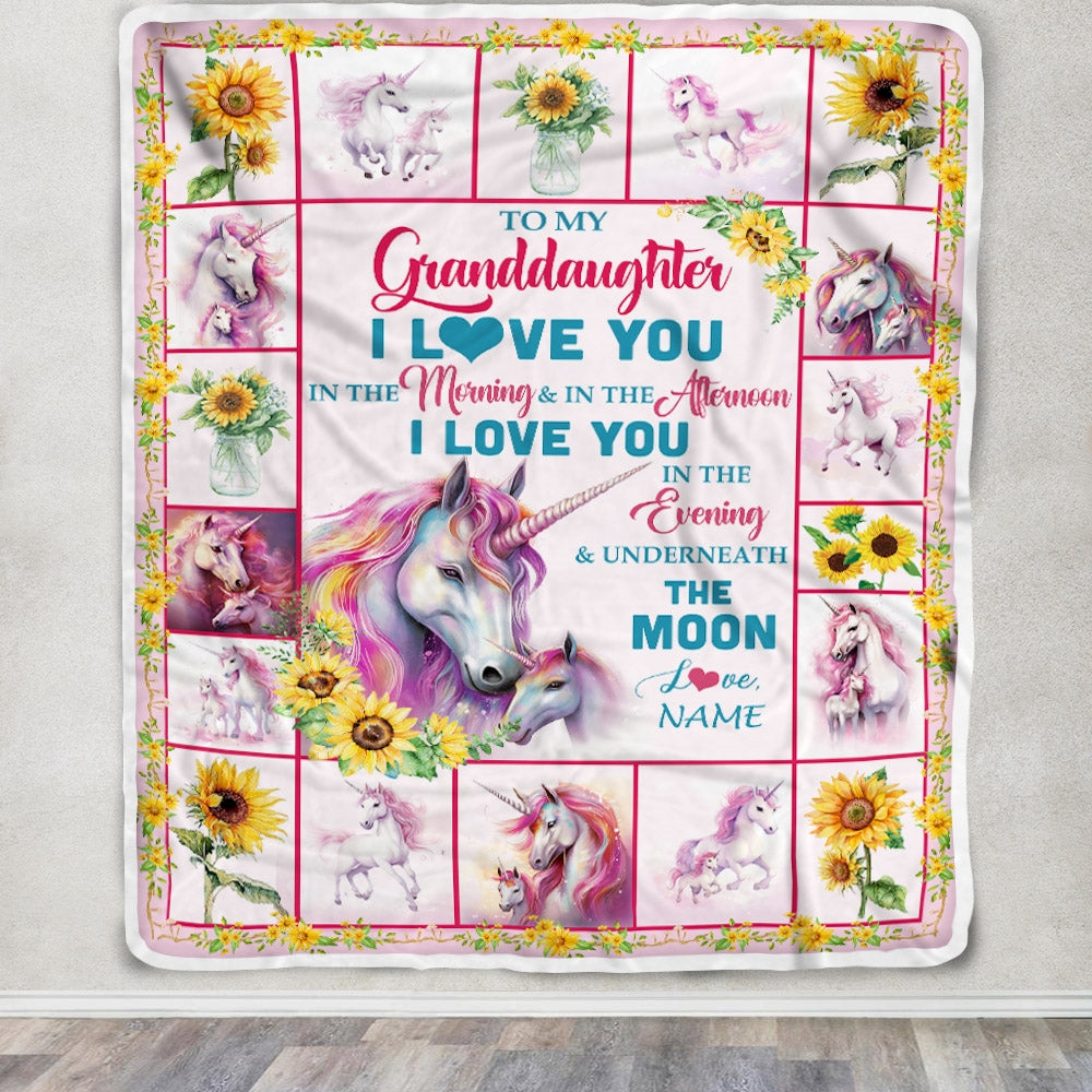 Personalized To My Granddaughter Unicorn Blanket From Grandma Grandpa Never Forget I Love You Granddaughter Birthday Christmas Bed Fleece Blanket | siriusteestore