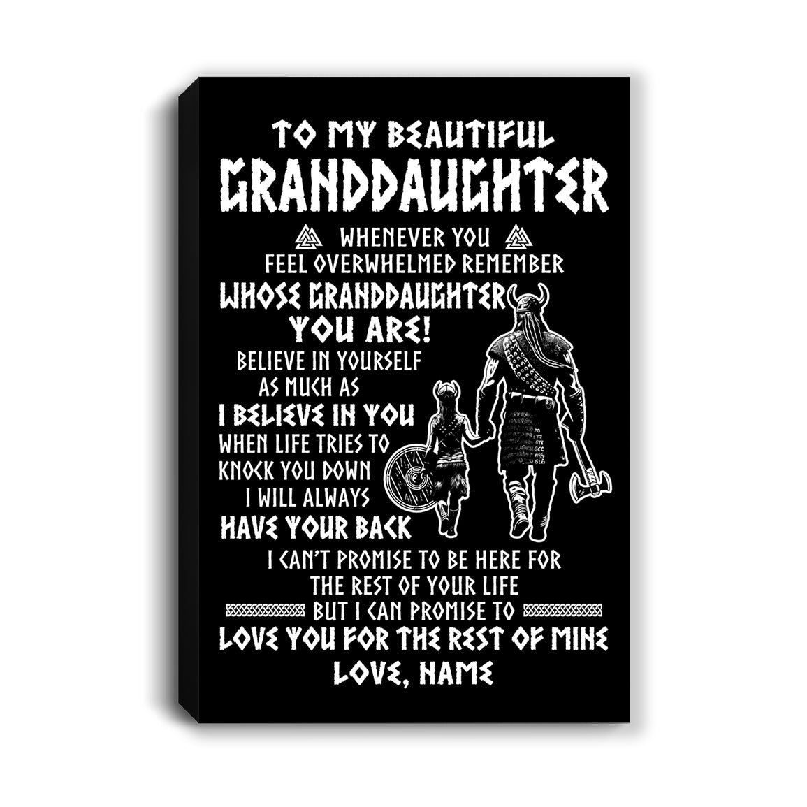Personalized To My Granddaughter Viking Canvas From Grandpa Whenever You Feel Overwhelmed Granddaughter Birthday Gifts Christmas Custom Wall Art Print Framed Canvas | siriusteestore