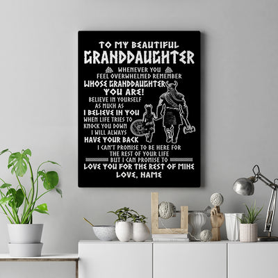 Personalized To My Granddaughter Viking Canvas From Grandpa Whenever You Feel Overwhelmed Granddaughter Birthday Gifts Christmas Custom Wall Art Print Framed Canvas | siriusteestore