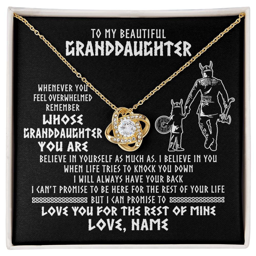 Love Knot Necklace 18K Yellow Gold Finish | 1 | Personalized To My Granddaughter Viking Necklace From Grandpa Whenever You Feel Overwhelmed Birthday Christmas Jewelry Customized Gift Box Message Card | siriusteestore