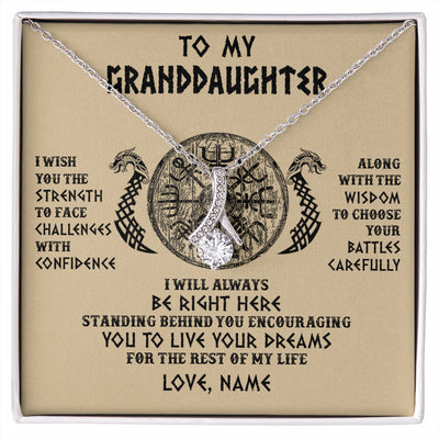 Alluring Beauty Necklace 14K White Gold Finish | 1 | Personalized To My Granddaughter Viking Necklace I Wish You The Strength Scandinavian Norse Runes Viking For Women Birthday Customized Gift Box Message Card | siriusteestore