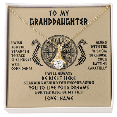 Alluring Beauty Necklace 18K Yellow Gold Finish | 1 | Personalized To My Granddaughter Viking Necklace I Wish You The Strength Scandinavian Norse Runes Viking For Women Birthday Customized Gift Box Message Card | siriusteestore