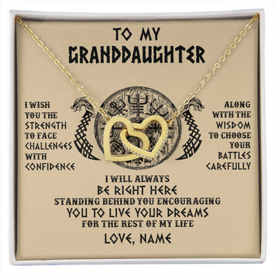 Interlocking Hearts Necklace 18K Yellow Gold Finish | 1 | Personalized To My Granddaughter Viking Necklace I Wish You The Strength Scandinavian Norse Runes Viking For Women Birthday Customized Gift Box Message Card | siriusteestore