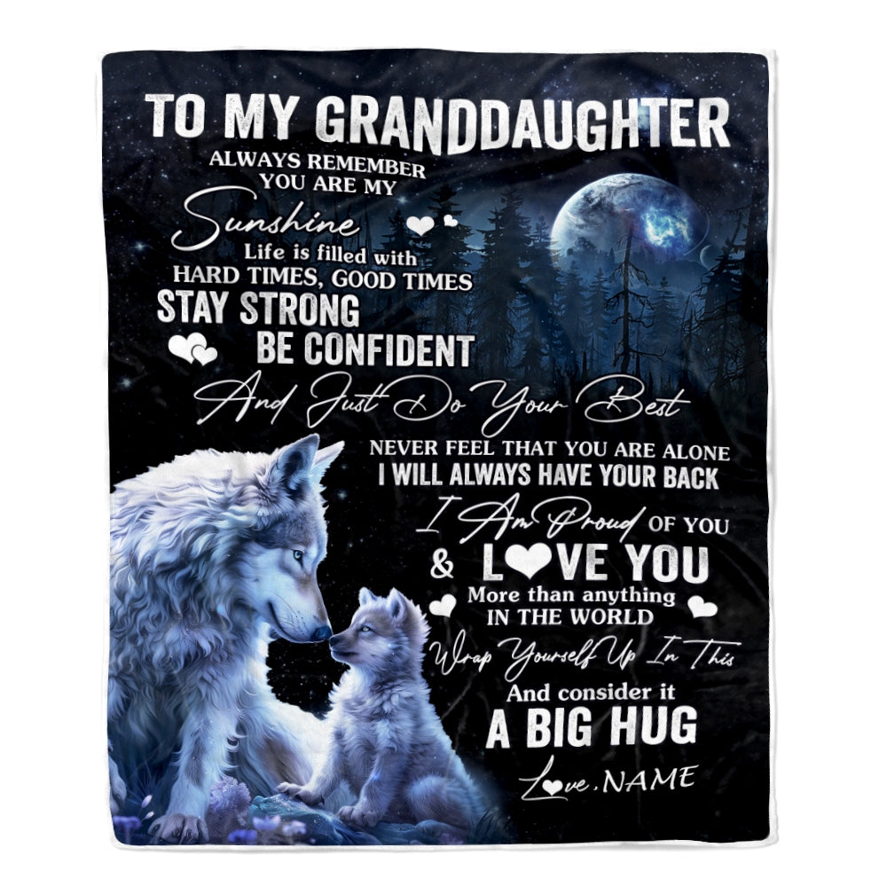 Personalized To My Granddaughter Wolf Blanket From Grandma Nana Always Remember Granddaughter Birthday Graduation Christmas Customized Fleece Throw Blanket | siriusteestore