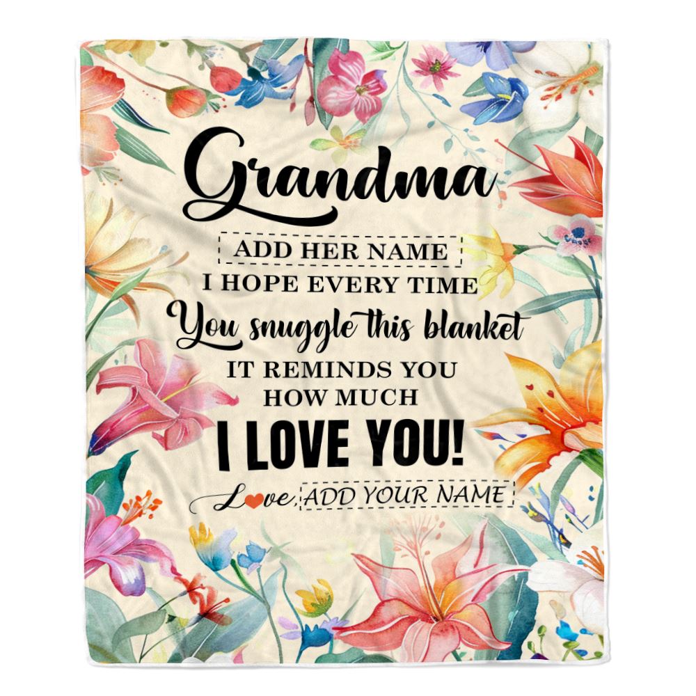 Personalized To My Grandma Blanket From Granddaughter Floral I Love You Great Grandma Birthday Gifts Mothers Day Christmas Customized Fleece Blanket | siriusteestore
