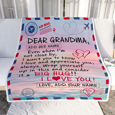 Personalized To My Grandma Blanket From Granddaughter Grandson Letter Mail To Grandma Happy Birthday Gifts Mothers Day Christmas Custom Name Fleece Blanket | siriusteestore
