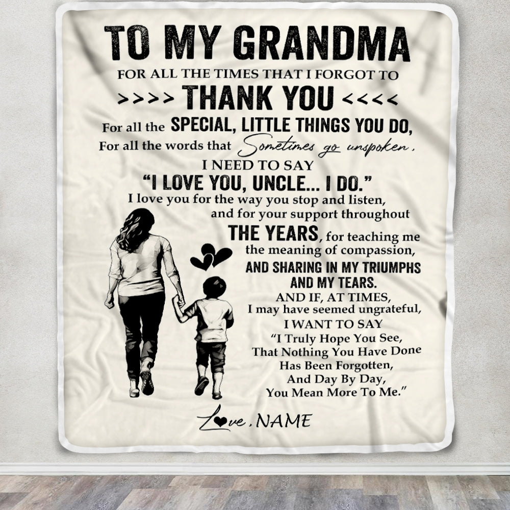 Personalized To My Grandma Blanket From Grandson For All The Times Tha Siriustee