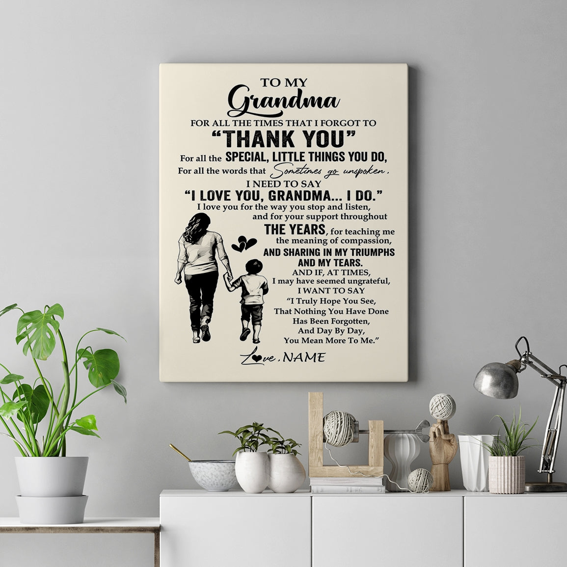 Personalized To My Grandma Canvas From Grandson For All The Times That I Forgot To Thank You Grandma Birthday Mothers Day Christmas Custom Wall Art Print Framed Canvas | siriusteestore
