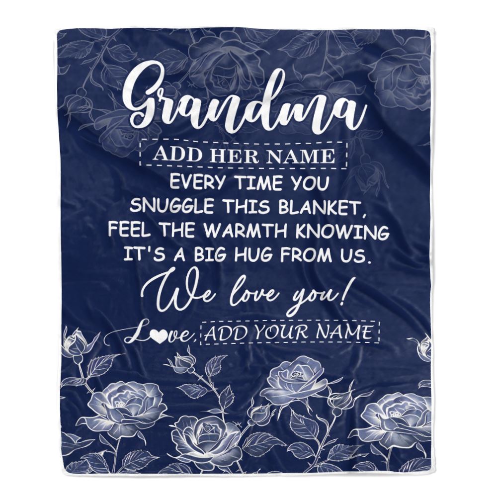 Personalized To My Grandma Gifts Blanket From Granddaughter Blue Flower Love You Birthday Gifts For Grandma Mothers Day Christmas Grandma Fleece Throw Blanket | siriusteestore