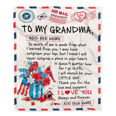 Personalized To My Grandma Gifts Blanket From Granddaughter Cardinal Letter Air Mail Letter Birthday Gifts For Grandma Mothers Day Christmas Grandma Fleece Blanket | siriusteestore