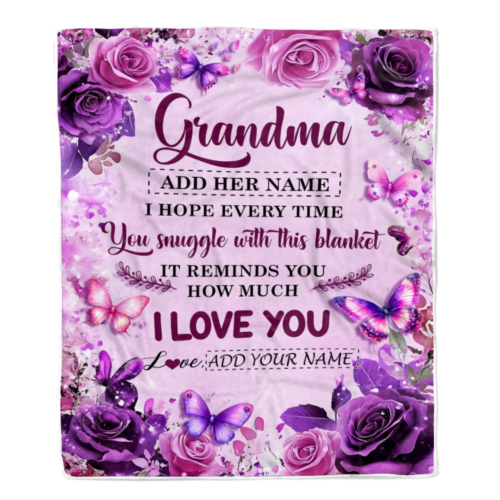 Personalized To My Grandma Gifts Blanket From Granddaughter Purple Floral Birthday Gifts For Grandma Mothers Day Thanksgiving Christmas Custom Fleece Blanket | siriusteestore