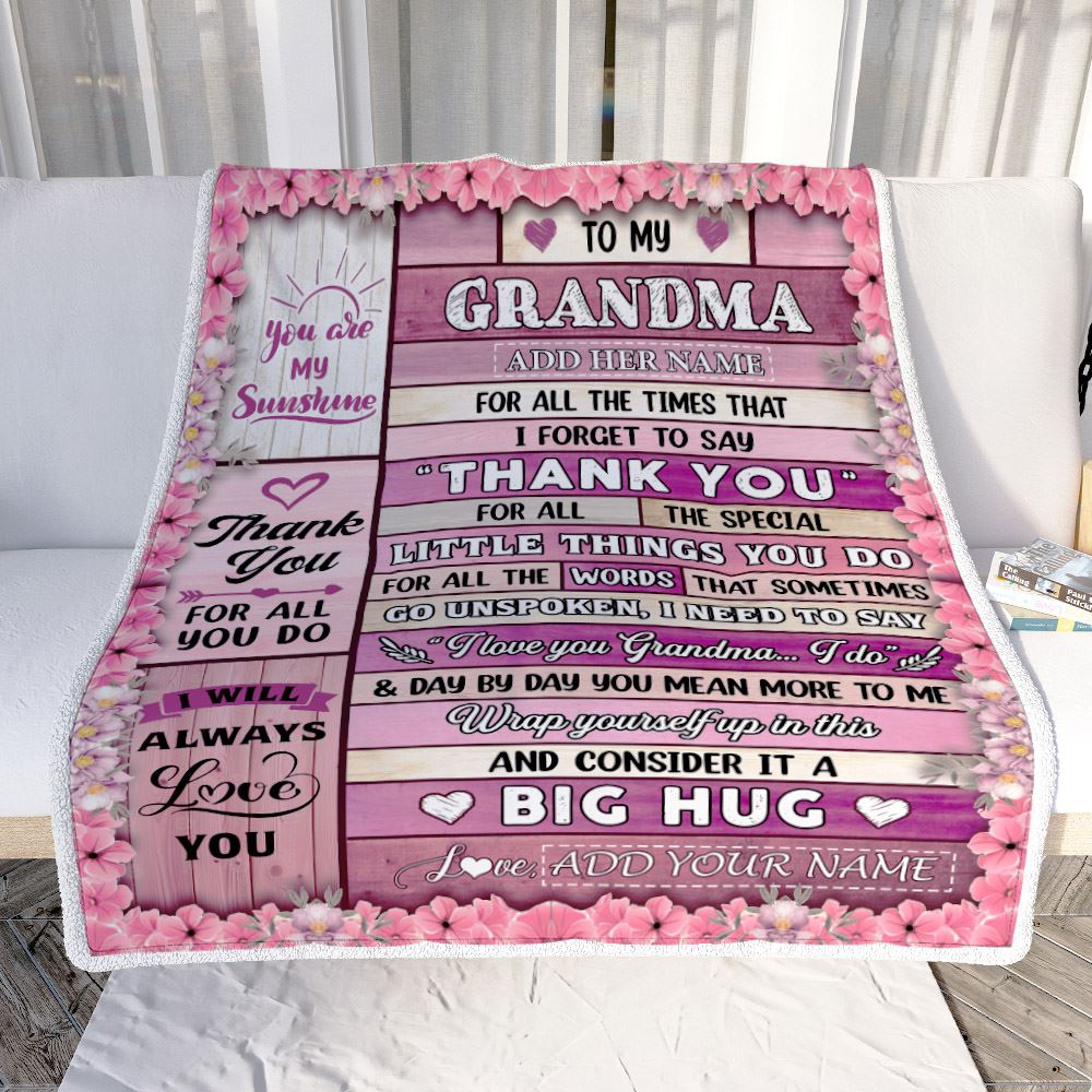 Personalized To My Grandma Gifts Blanket From Granddaughter Wood Thank You Best Grandma Birthday Gifts Mothers Day Christmas Custom Name Fleece Blanket | siriusteestore