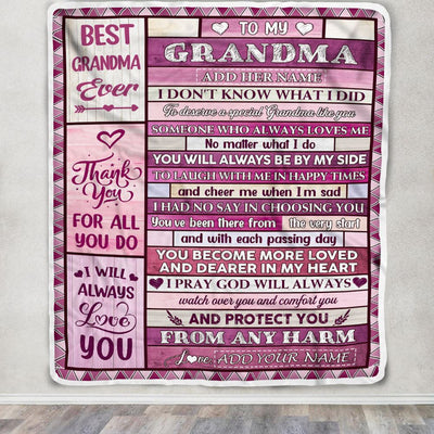 Personalized To My Grandma Gifts Blanket From Granddaughter Wood Thank You For All Gifts For Grandma Mothers Day Birthday Christmas Custom Fleece Blanket | siriusteestore