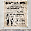 Personalized To My Grandma Gifts Blanket From Grandson Thank You My Hero Grandma Birthday Gift Mothers Day Thanksgiving Christmas Custom Fleece Throw Blanket | siriusteestore