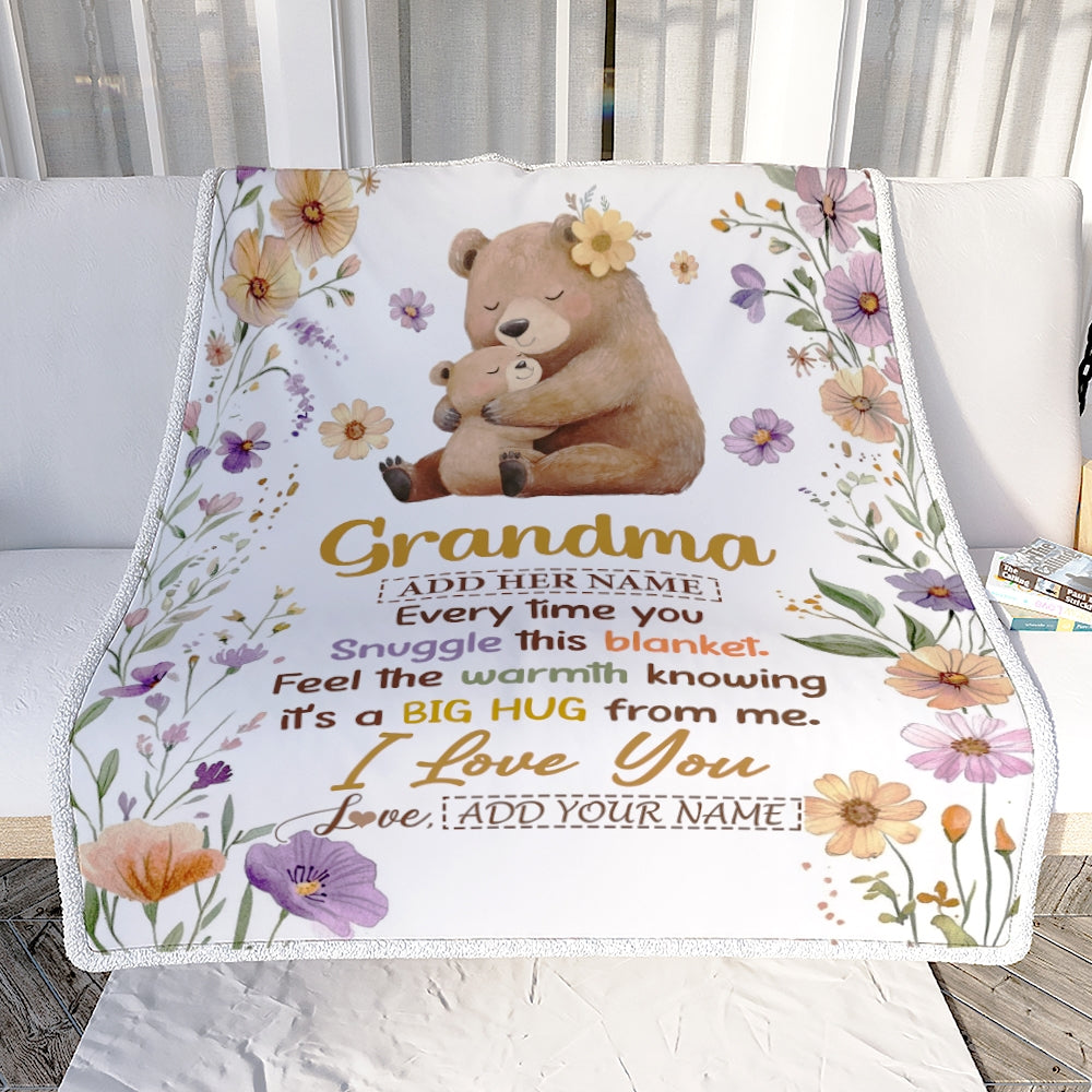 Personalized To My Grandma Gifts From Granddaughter Blanket Bear Big Hug Birthday Present Gift Idea For Grandma Mothers Day Christmas Custom Fleece Blanket Shirt & Hoodie | siriusteestore
