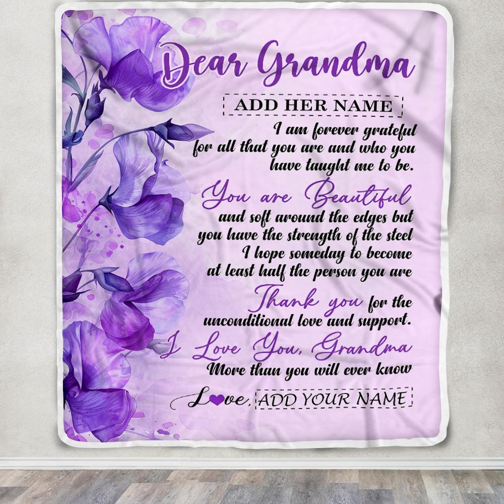 Personalized To My Grandma Gifts From Granddaughter Blanket Flower You Are Beautiful Gifts For Grandma Mothers Day Birthday Christmas Custom Fleece Blanket | siriusteestore