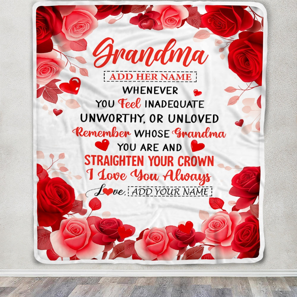 Personalized To My Grandma Gifts From Granddaughter Blanket Rose Flower Anniversary Birthday Gifts Grandma Mothers Day Thanksgiving Christmas Fleece Blanket | siriusteestore