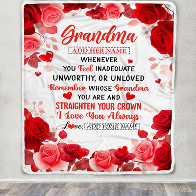 Personalized To My Grandma Gifts From Granddaughter Blanket Rose Flower Anniversary Birthday Gifts Grandma Mothers Day Thanksgiving Christmas Fleece Blanket | siriusteestore