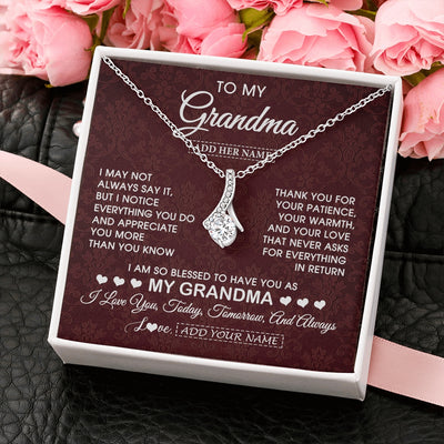 Alluring Beauty Necklace 14K White Gold Finish | 2 | Personalized To My Grandma Gifts From Granddaughter Necklace Meaningful Jewelry Pendant Gifts For Grandma Mothers Day Birthday Christmas Gift Box Message Card | https://siriusteestore.