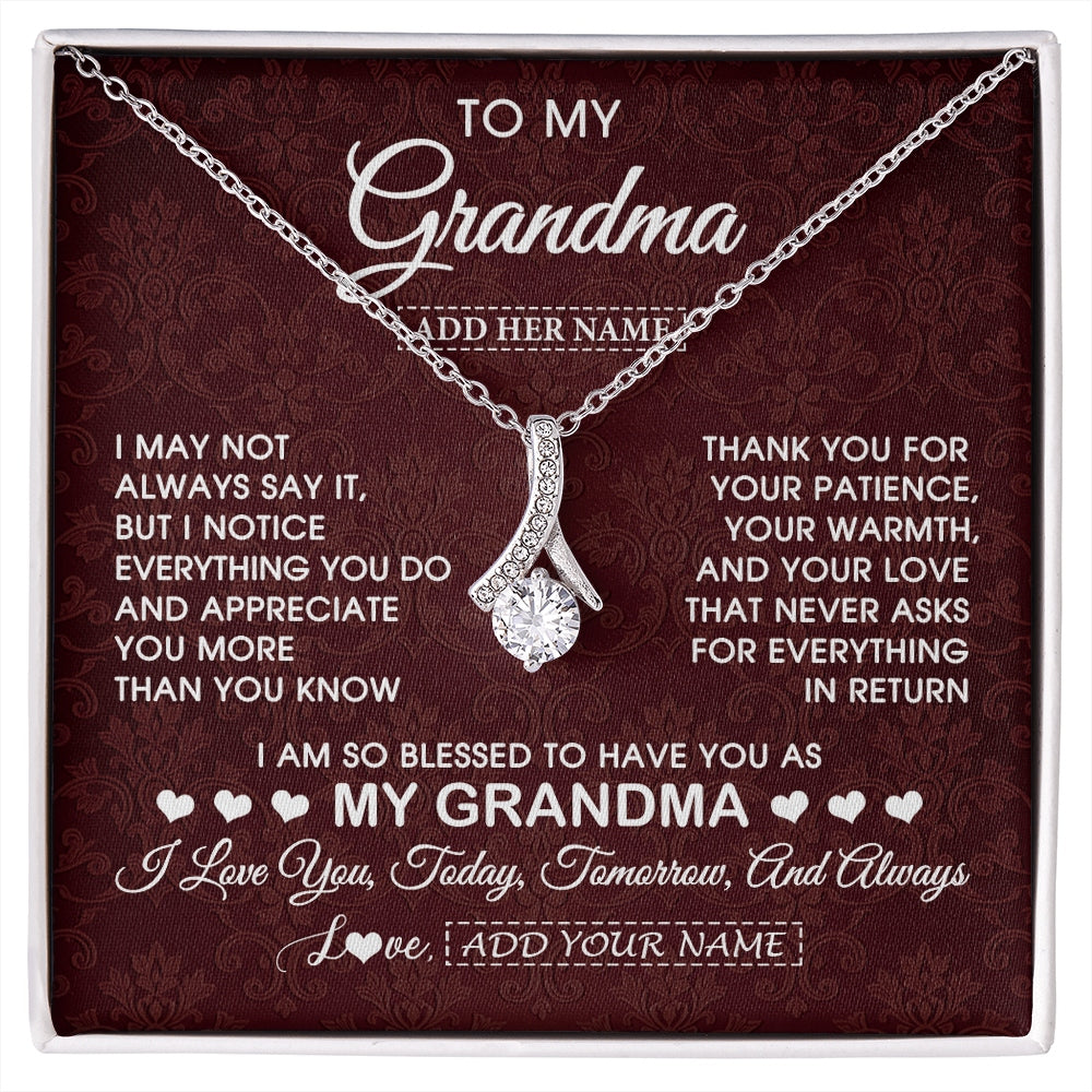 Alluring Beauty Necklace 14K White Gold Finish | 1 | Personalized To My Grandma Gifts From Granddaughter Necklace Meaningful Jewelry Pendant Gifts For Grandma Mothers Day Birthday Christmas Gift Box Message Card | https://siriusteestore.