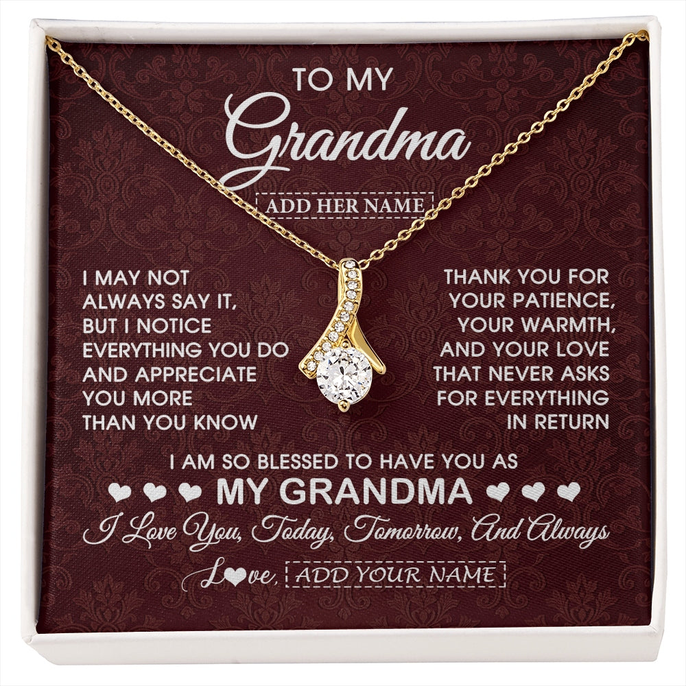 Alluring Beauty Necklace 18K Yellow Gold Finish | 1 | Personalized To My Grandma Gifts From Granddaughter Necklace Meaningful Jewelry Pendant Gifts For Grandma Mothers Day Birthday Christmas Gift Box Message Card | https://siriusteestore.